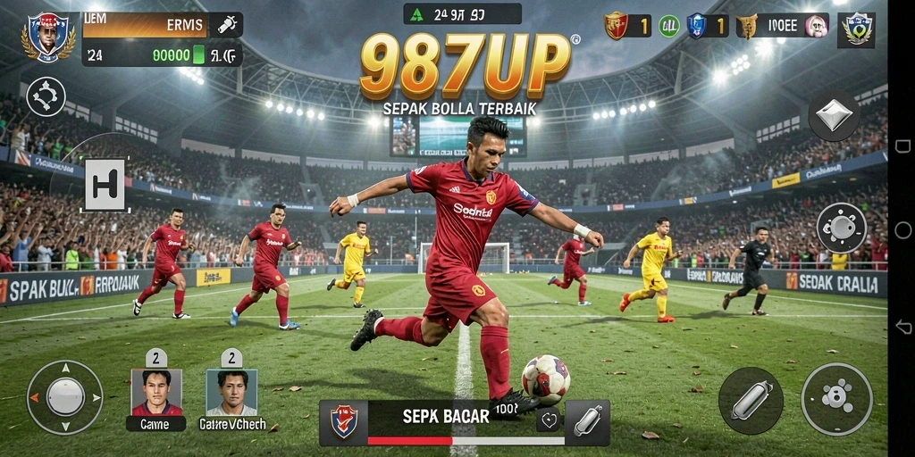 Gameplay seru di lapangan sepak bola.