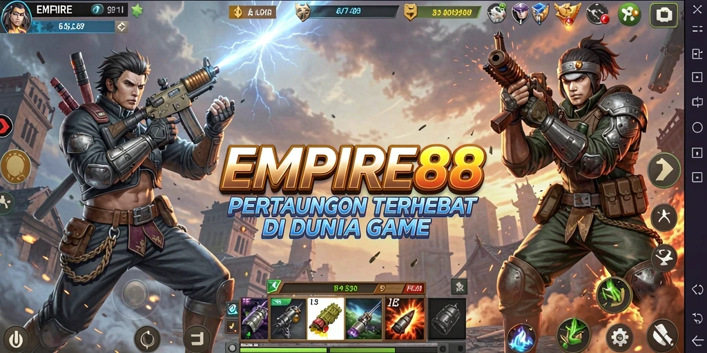 Screenshot gameplay EMPIRE88 yang menunjukkan pertarungan seru di arena.