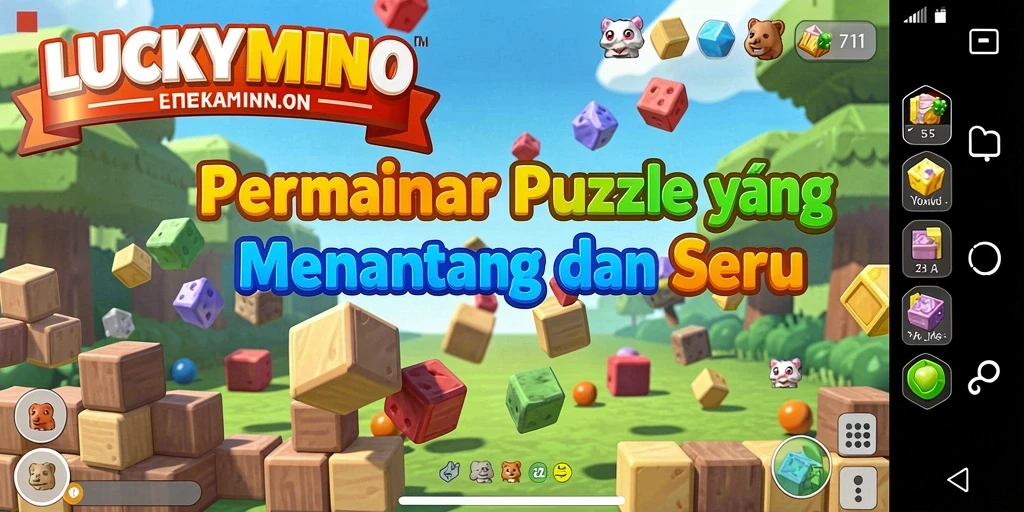 Tangkapan layar utama LUCKYMINO menampilkan gameplay Puzzle yang menarik.