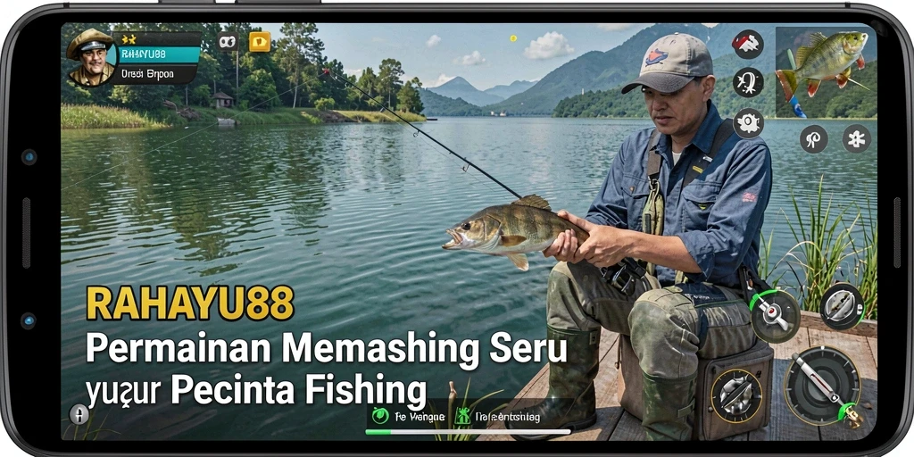 Tampilan gameplay RAHAYU88 menampilkan keseruan memancing dengan beragam teknik dan lokasi.