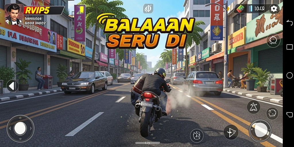 Tampilan gameplay menarik dari RVIP5 saat balapan sengit.